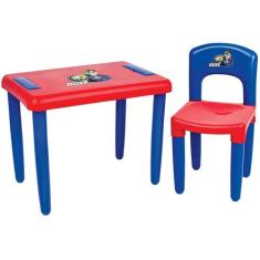 Mesa Mesinha Infantil Com Cadeira Azul Max - Magic Toys, Vermelho e az