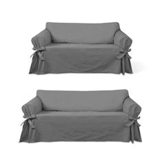 Kit 2 Capas para Sofá 2 e 3 Lugares em Gorgurão Cor Grafite