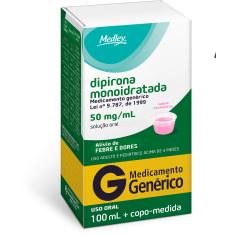 Dipirona Monoidratada 50mg/ml Solução Oral Sabor Framboesa 100ml Medley Genérico 100ml
