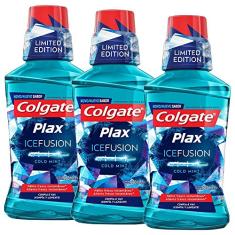 Kit Enxaguante Bucal Colgate Plax Ice Fusion Cold Mint 250ml com 3 unidades