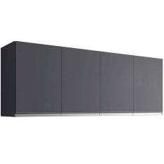 Armário Aéreo Cozinha Adriana 4 Portas 160 Cm Cinza
