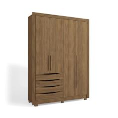Guarda-Roupa Solteiro 100% MDF Kappesberg c/Pés 4 Portas 4 Gavetas Nogueira