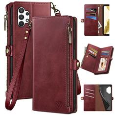 XcaseBar Capa carteira para Samsung Galaxy A13 5G/4G/A04 com zíper 【bloqueio RFID】 Suporte para cartão de crédito, capa flip folio de couro PU à prova de choque feminina masculina para Samsung A04