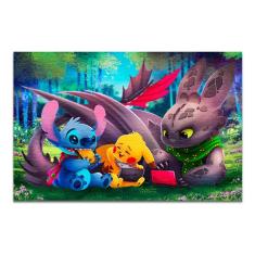 Quebra-cabeça Stitch Banguela E Pikachu 60 Peças