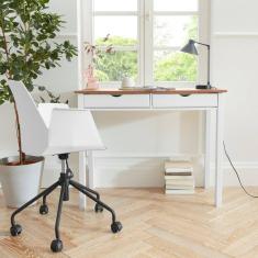 Escrivaninha Pequena de Madeira 100cm Coleção Gava Branco/ Marrom