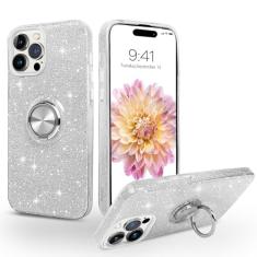 SouLips Capa para iPhone 15 Pro Max, suporte magnético para carro, fino, brilhante, brilhante, com suporte de anel de 360°, capa protetora à prova de choque para iPhone 15 Pro Max de 6,7 polegadas,