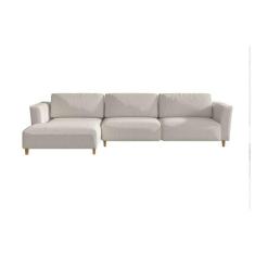 Sofá 5 Lugares Munique com Chaise Esquerdo Poliéster Creme - Modern