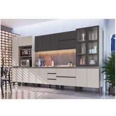 Cozinha Modulada 10 Peças Tampo Aéreo 3 Portas Basculantes Balcão 2 Po