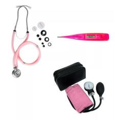 Kit Esfigmomanometro + Esteto Rappaport Duplo + Termometro - Premium, 