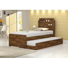 Cama de Solteiro Bibox Luiza malbec com auxiliar  - Vitamov 0420893