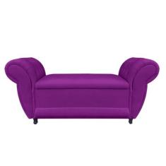 Divã Recamier Com Baú Grécia 1,55 Cm Veludo Roxo - Neros Interiores