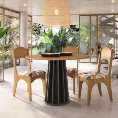 Mesa De Jantar Redonda Em Mdf 105cm Freijó-Preto Tm71 Jpf - DALLA COST