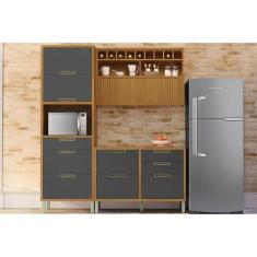 Cozinha Modulada Completa Imperatriz 3 Peças (1Aéreo+1Balcão+1Paneleir