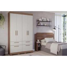 Guarda Roupa 5 Portas e 3 Gavetas Porto Cinamomo/Off White - Panan