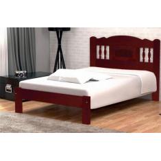 Cama de Casal Bella de Madeira Maciça Tauari  Cor Mogno - SANTA ROSA