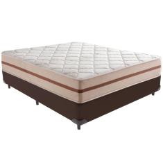 Cama Box Marrom e Colchão Classic 26 cm Molas ensacadas Casal Anjos