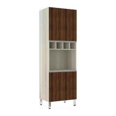 Paneleiro 70Cm Nicho Microondas E 1 Nicho Lis Legno Crema C/