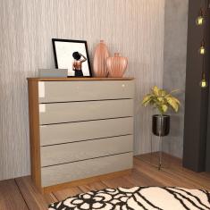 Cômoda 5 Gavetas Premium Tcil Móveis Cinamomo/Off White