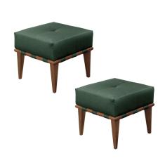 Conjunto - 2 Puffs Banqueta Noé Luxo Castellar Móbile Veludo Verde