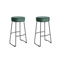 Conjunto 2 Banquetas Nice Em Aço Industrial Yescasa Preto - Verde Musgo