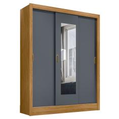 Guarda Roupa Com Espelho Melbourne Freijó Cinza