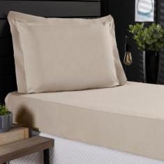 Jogo de Cama Solteiro 400 Fios Percal 02 Peças Com Aba, Antiácaro, Ant