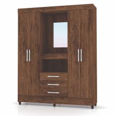 Guarda Roupa Casal 4 Portas Capelinha Imbuia Rustico