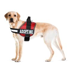 Peitoral de nylon para cães ADPOT ME A compra vem com 2 adesivos refletivos removíveis Adopt ME. Meça seu cão antes de fazer o pedido