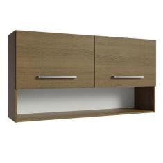 Armário Aéreo Cozinha 105cm 2 Portas 1 Nicho Emilly Madesa, Rustic