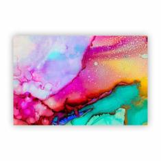 Quadro Canvas Premium Abstrato Colorido Tinta 90X60Cm - Plimshop