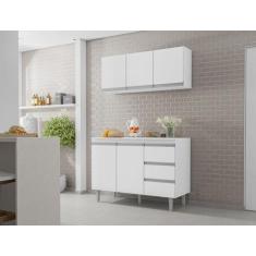 Balcão Gabinete Para Pia Andreia e Armário Aéreo Andreia 120 cm Ajl Mó
