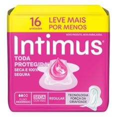 Intimus Absorvente Externo, Tripla Proteção Seca com Abas, 16 Unidades - Leve 16 Pague 14, Branco