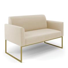 Sofá Namoradeira Base Industrial Dourado Marisa Suede D03 - D?Rossi