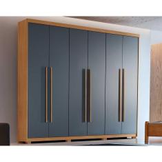 Guarda Roupa Casal Hawaii 6 Portas de Abrir 2 Gavetas MDP Naturale-grafite Rufato