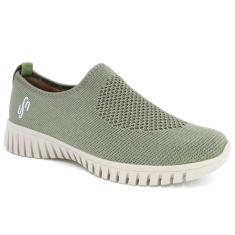 Tênis Feminino Slip On Tricot Monograma Sálvia Usaflex AE2208-Feminino