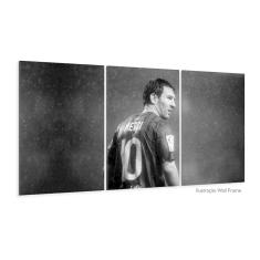 Quadro Lionel Messi Preto e Branco decorativo 3 peças 120x60