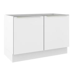 Balcão Gabinete de Pia Madesa Lux 120 cm 2 Portas (Sem Tampo) - Branco/Branco Veludo