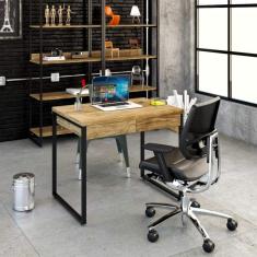 Mesa para Escritório 90cm 2 Gavetas Kuadra Compace Carvalho