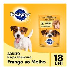 Kit Ração Úmida Pedigree Sachê Frango ao Molho para Cães Adultos de Raças Pequenas 18x100g