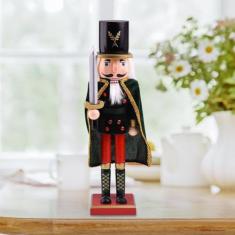 Enfeites de quebra-nozes de Natal, figuras de quebra-nozes de madeira de 15 polegadas, decoração tradicional de estátua de quebra-nozes, decorações clássicas de coleção de Natal para mesa de prateleir