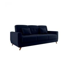 Sofá Cama Casal Reclinável Com Baú Pamela - Azul Marinho