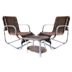 Conjunto de Poltronas Fibra Sintética Santiago 2 Poltronas + 1 Mesa Centro