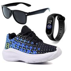 Tenis Infantil De Amarrar Meninos Leve Desenhos LIGHT + Oculos Relogio