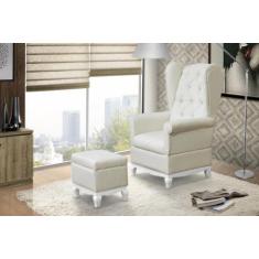 Poltrona Amamentação Victoria Provençal com Puff - Cor Bege - FRATELLO