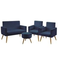 Kit Poltrona Namoradeira e 2 Poltronas Decorativas Almofadas Nina Com 