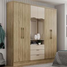 Guarda Roupa Casal 6 Portas Aspen Carraro Noce Off White