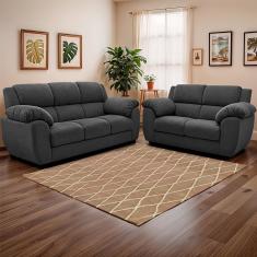 Sofá de 3 e 2 Lugares Cama inBox Paris com 202cm e 152cm de Larguras e Revestidos em Bouclé