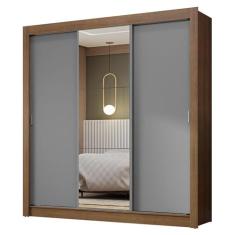 Guarda-roupa Casal 3 Portas de Correr com Espelho Rustic/cinza Nobre Madesa