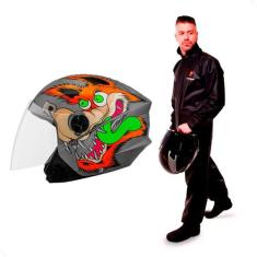 Capacete Moto Pro Tork New Liberty Coyote Cinza Fosco Viseira Transpar