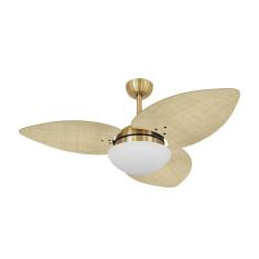 Ventilador De Teto Dourado 3 Pás Palmae Natural 220V